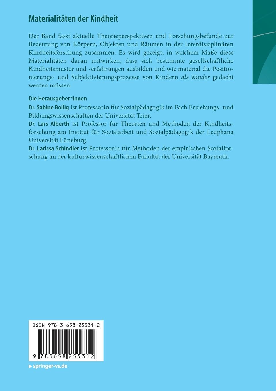 Rückseitencover Materialitäten der Kindheit