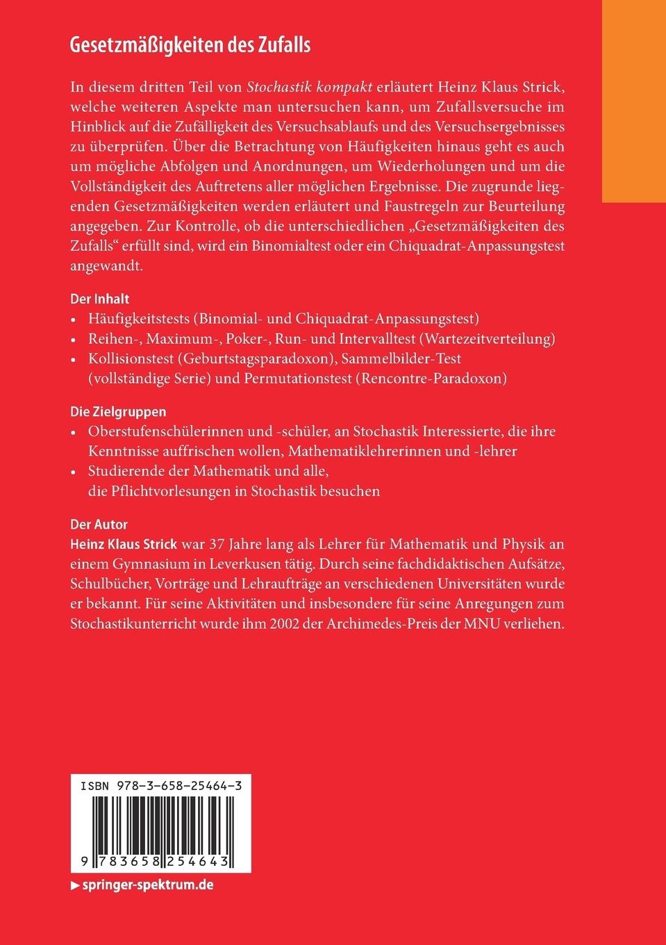 Rückseitencover Gesetzmäßigkeiten des Zufalls