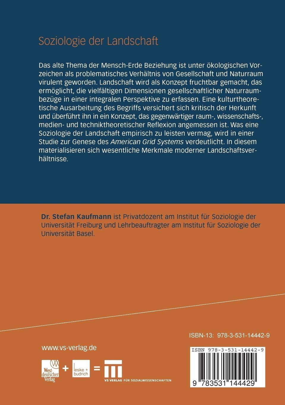 Rückseitencover Soziologie der Landschaft
