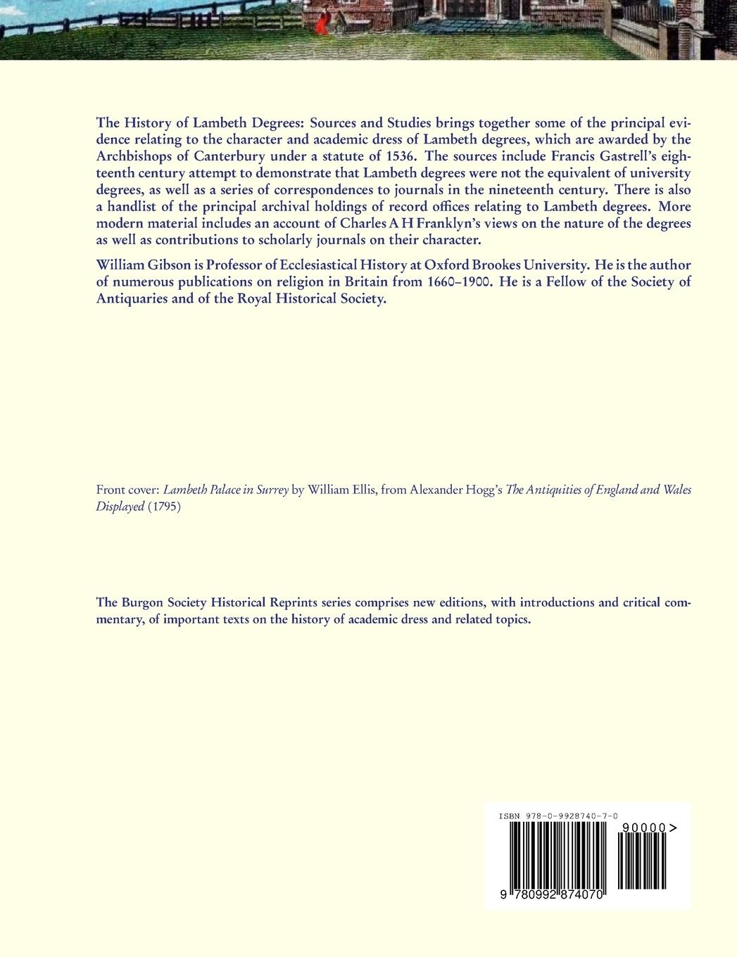 Rückseitencover The History of Lambeth Degrees