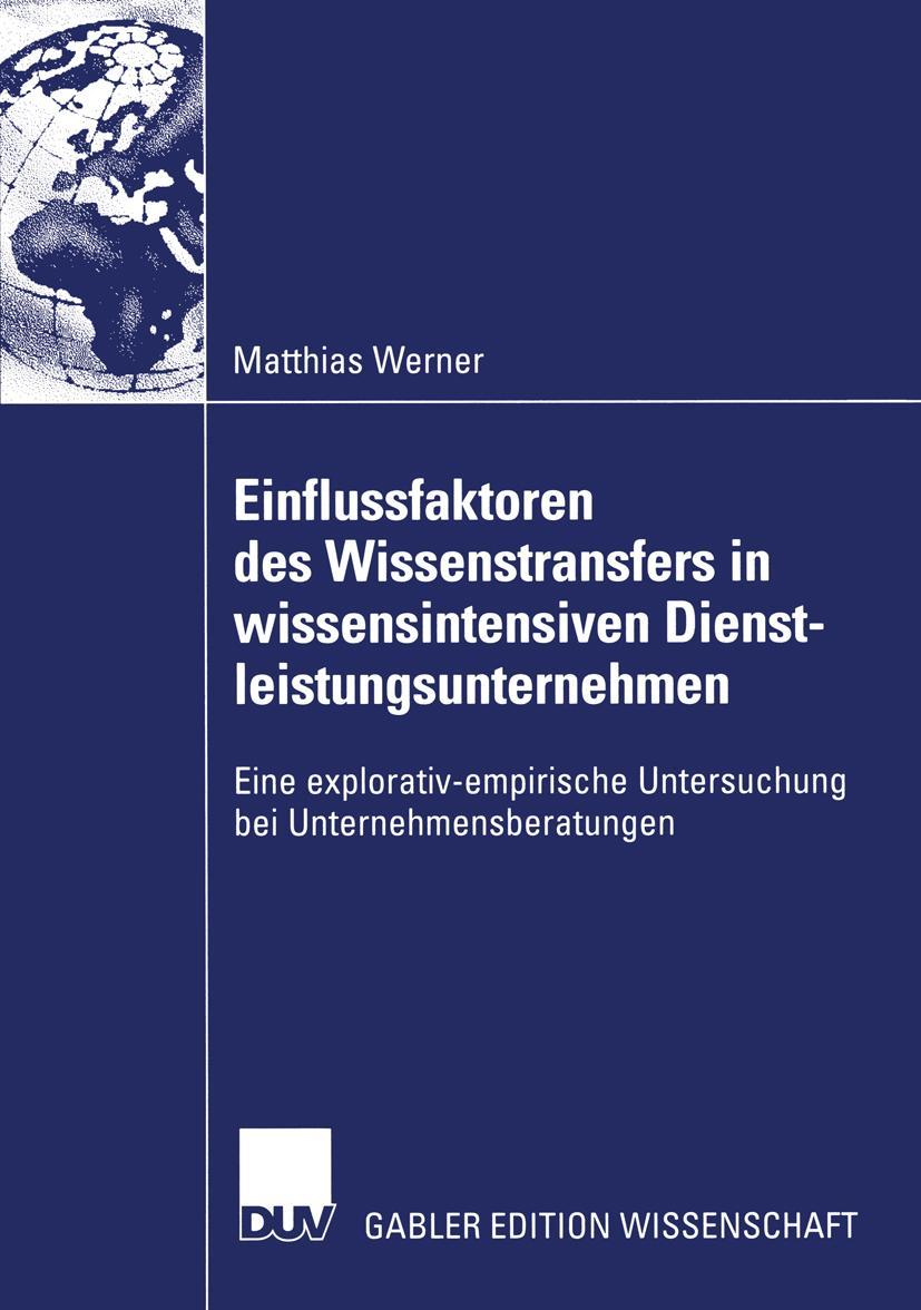 Vorderes Coverbild Einflussfaktoren des Wissenstransfers in wissensintensiven Dienstleistungsunternehmen