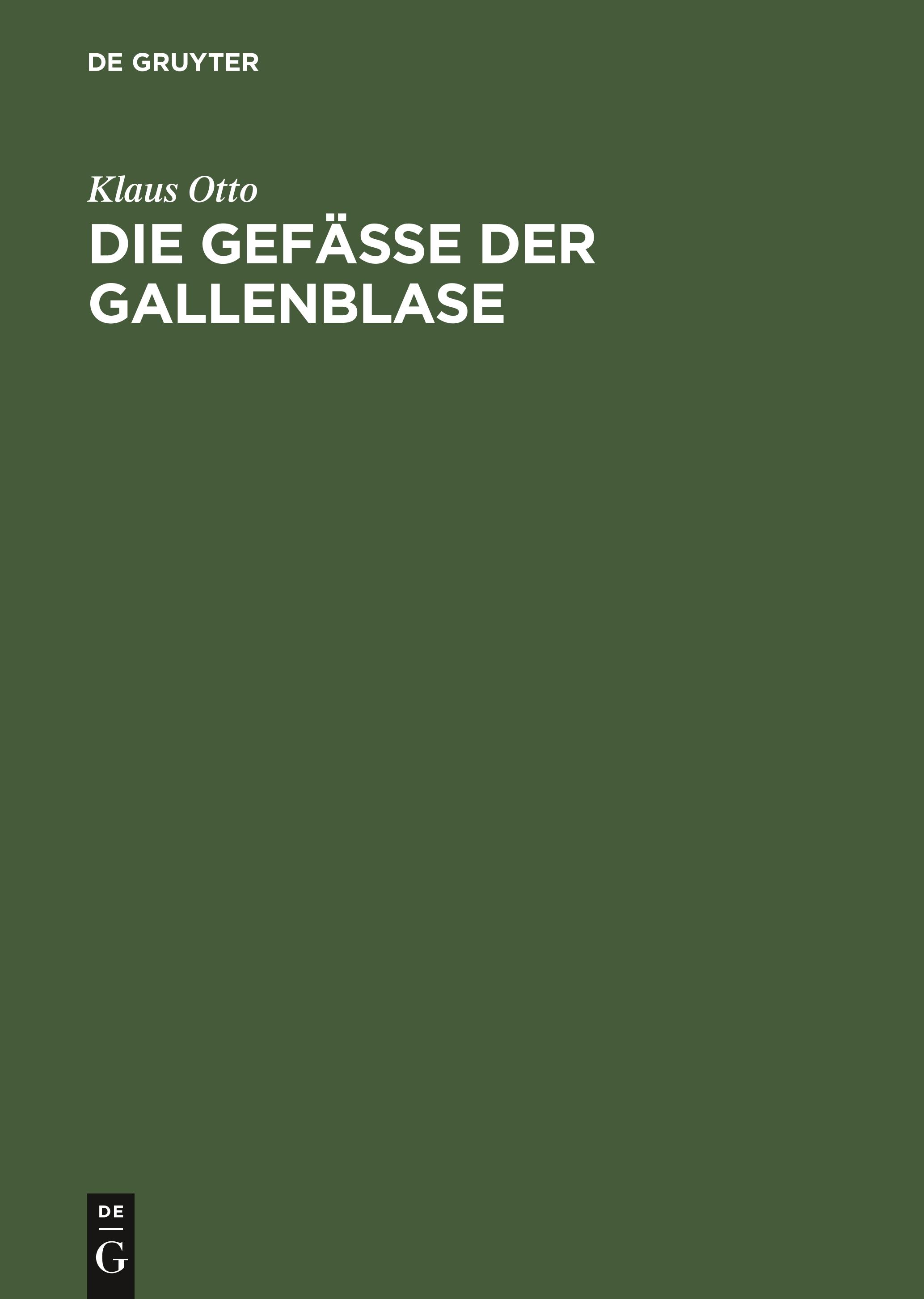 Vorderes Coverbild Die Gefäße der Gallenblase