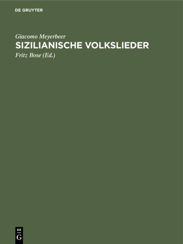 Vorderes Coverbild Sizilianische Volkslieder