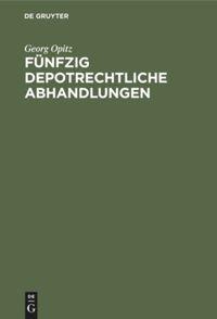 Vorderes Coverbild Fünfzig depotrechtliche Abhandlungen