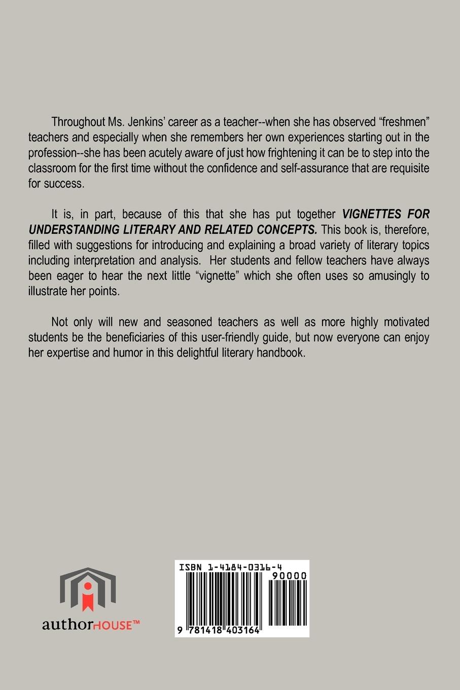 Rückseitencover VIGNETTES FOR UNDERSTANDING LITERARY AND RELATED CONCEPTS