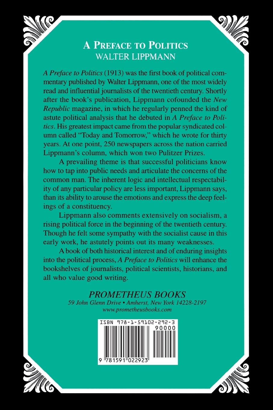 Rückseitencover Preface to Politics