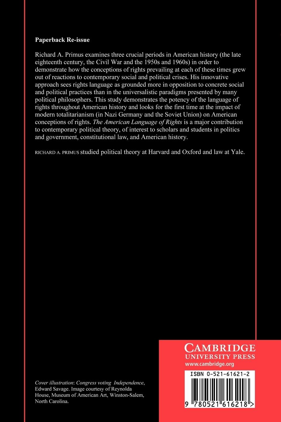 Rückseitencover The American Language of Rights