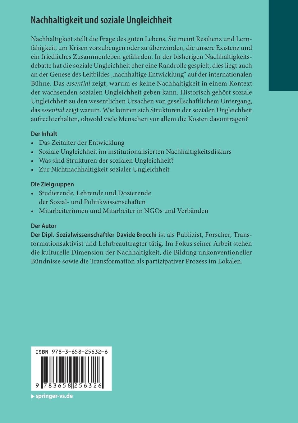 Rückseitencover Nachhaltigkeit und soziale Ungleichheit