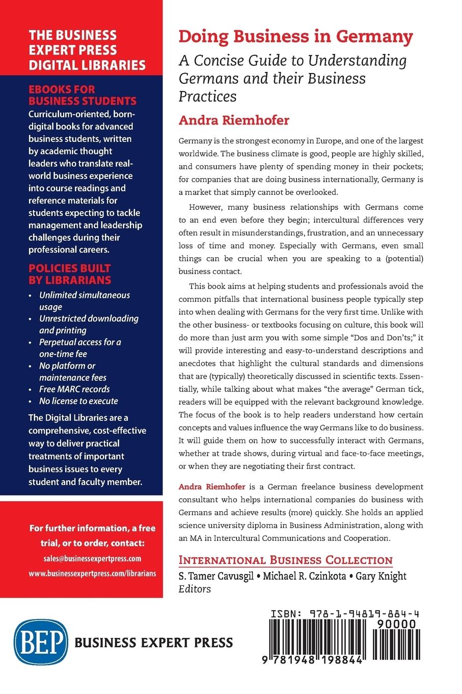 Rückseitencover Doing Business in Germany