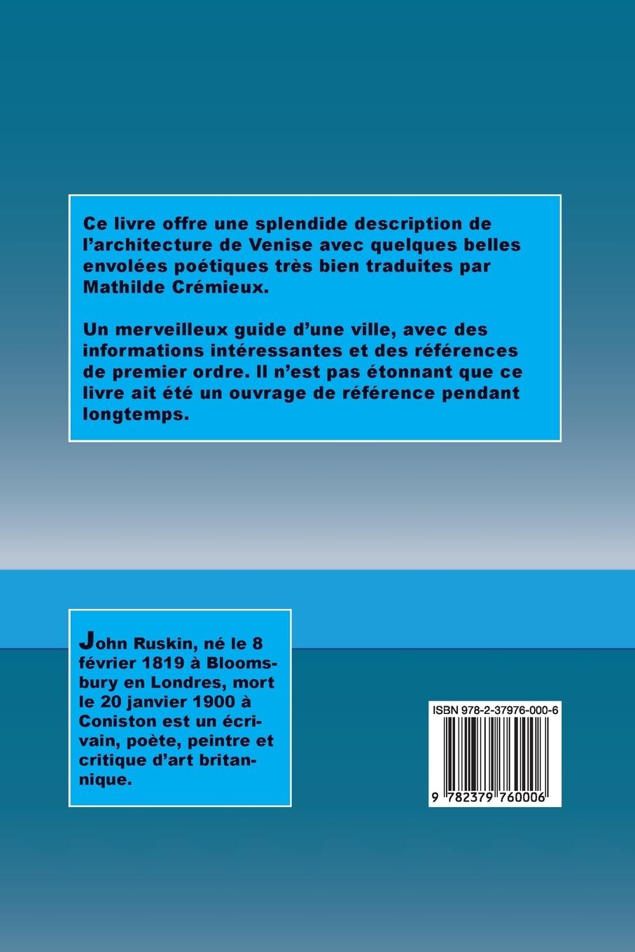 Rückseitencover Les Pierres  de Venise