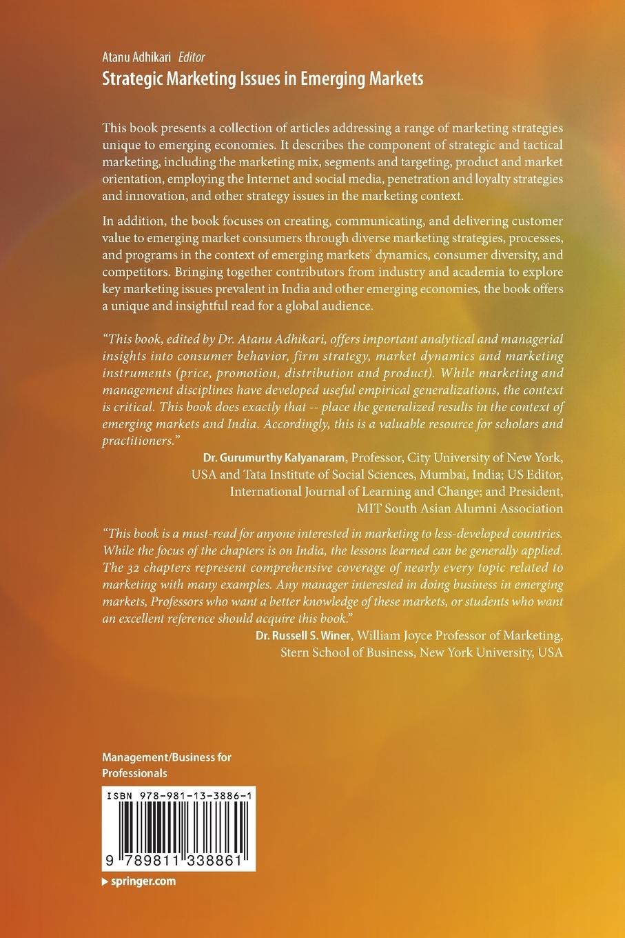 Rückseitencover Strategic Marketing Issues in Emerging Markets