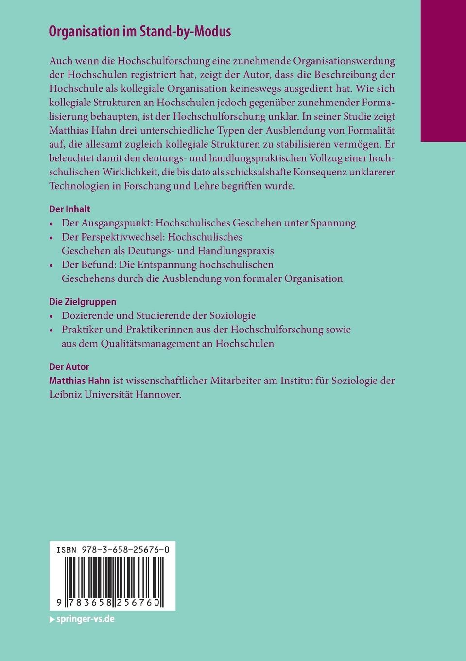 Rückseitencover Organisation im Stand-by-Modus