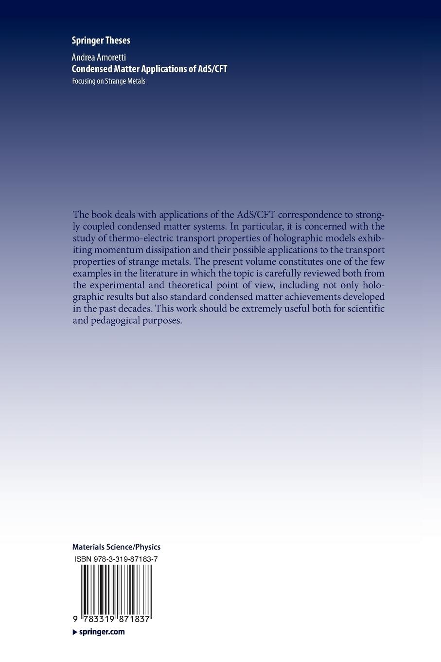 Rückseitencover Condensed Matter Applications of AdS/CFT