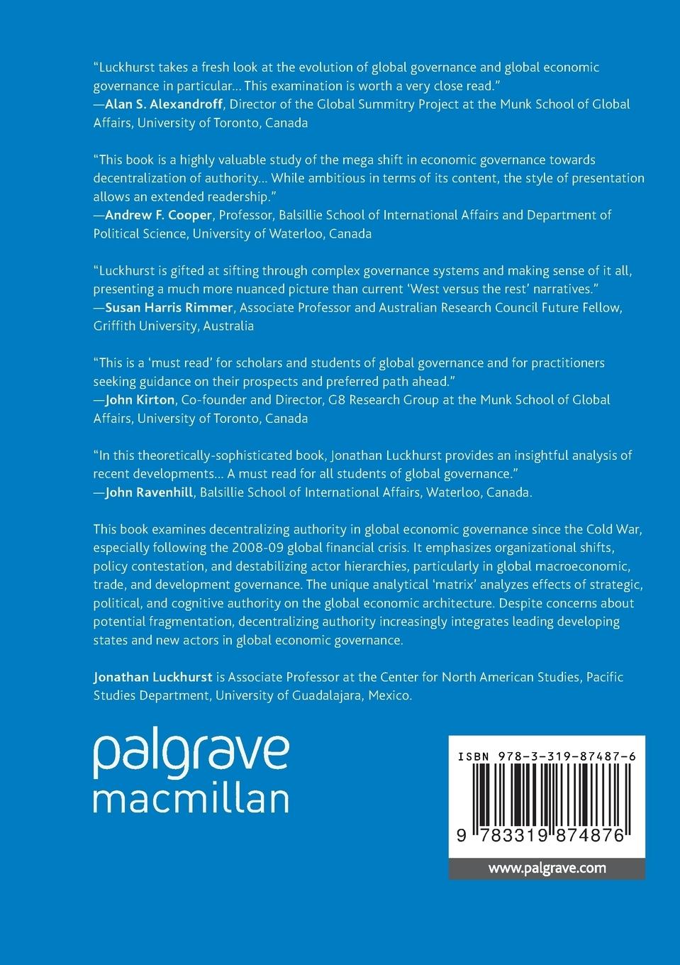 Rückseitencover The Shifting Global Economic Architecture