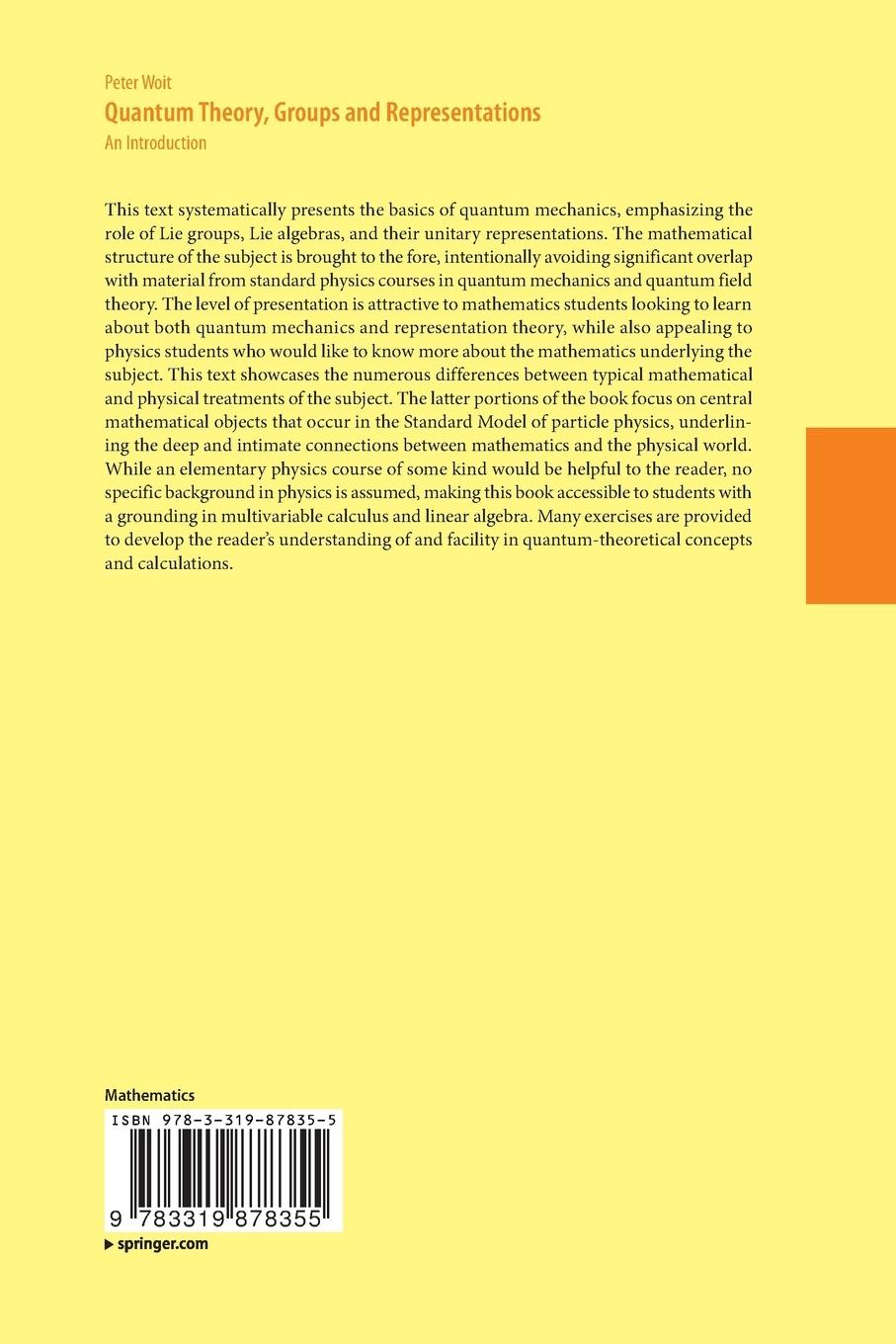 Rückseitencover Quantum Theory, Groups and Representations
