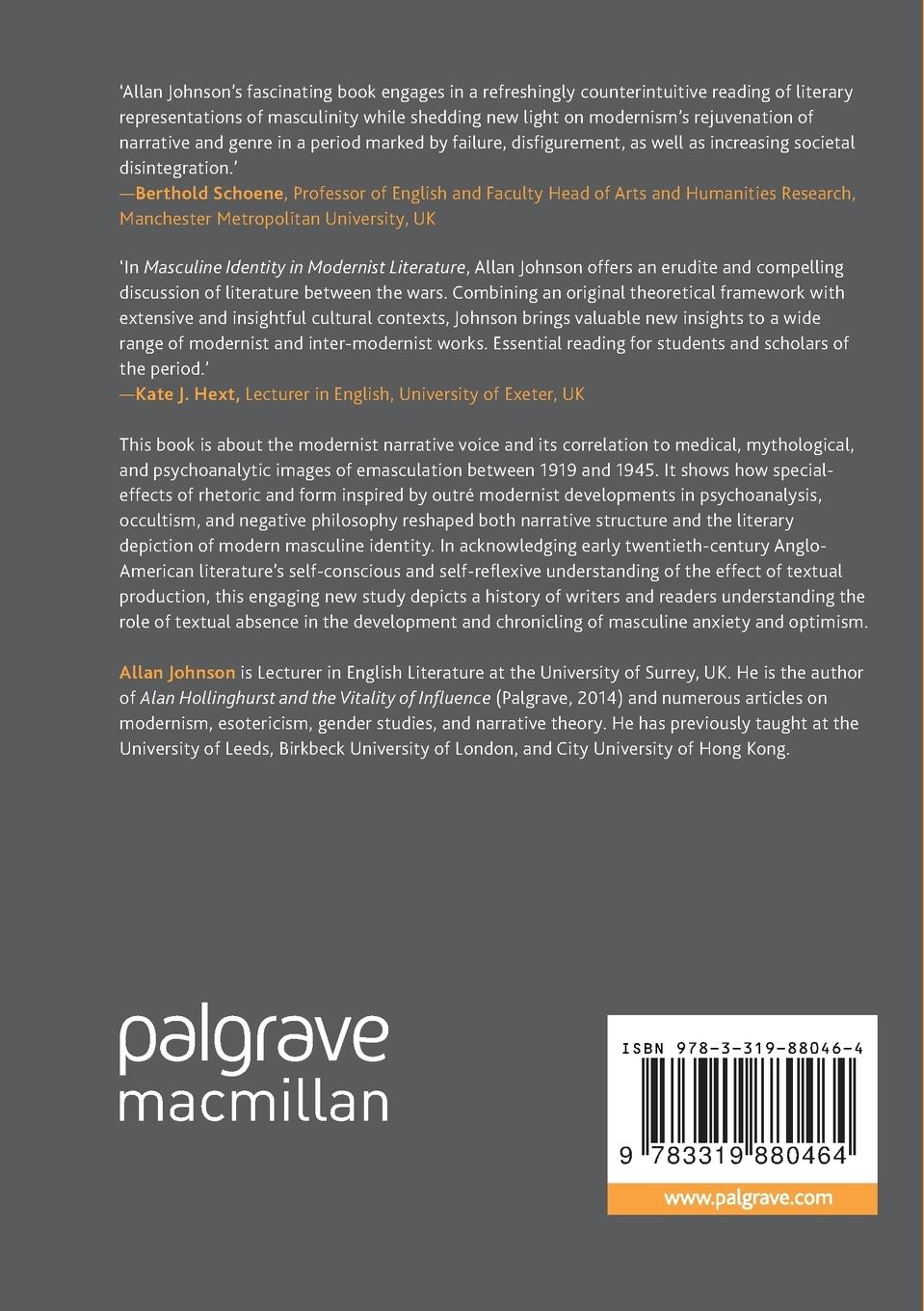 Rückseitencover Masculine Identity in Modernist Literature