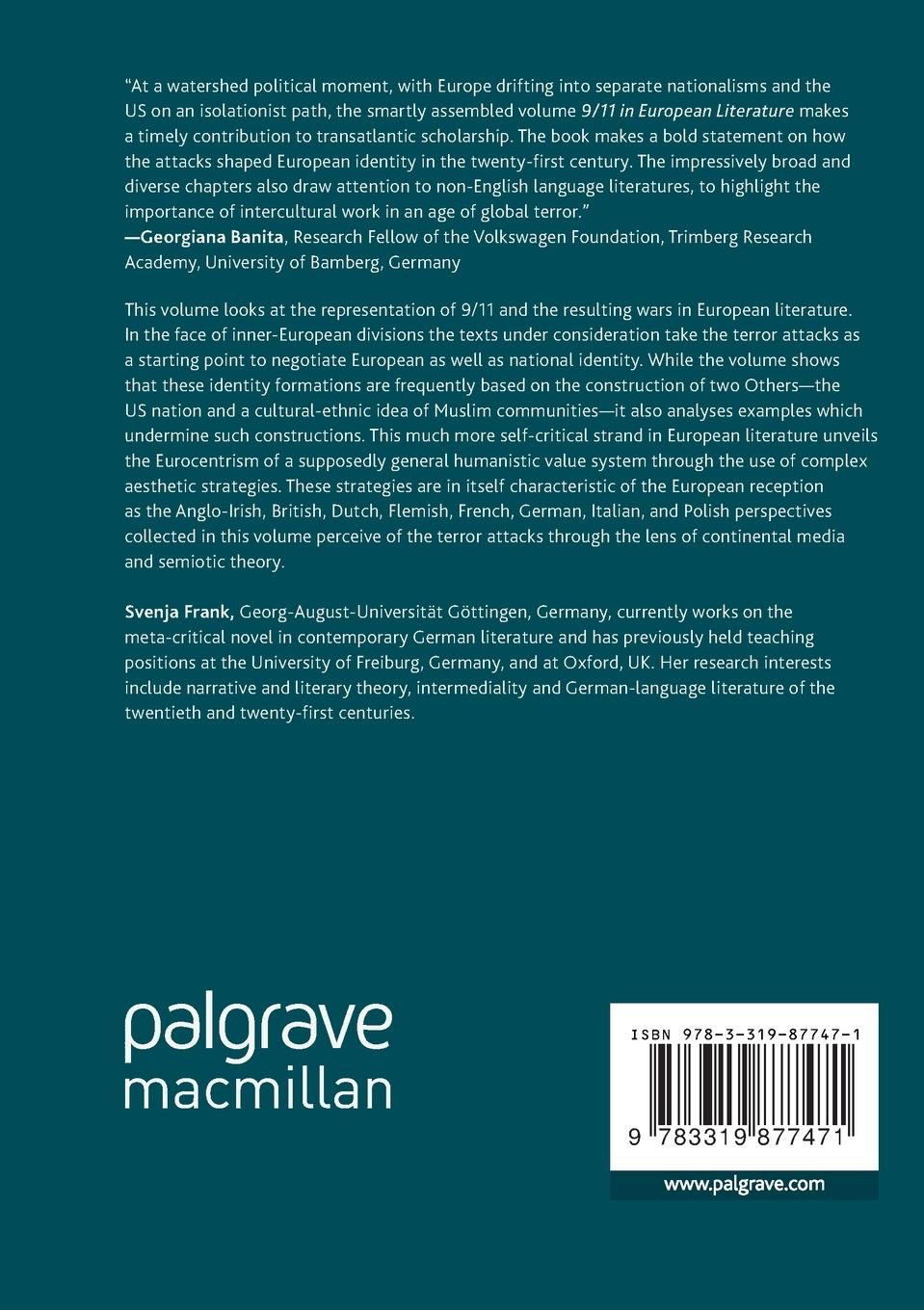 Rückseitencover 9/11 in European Literature