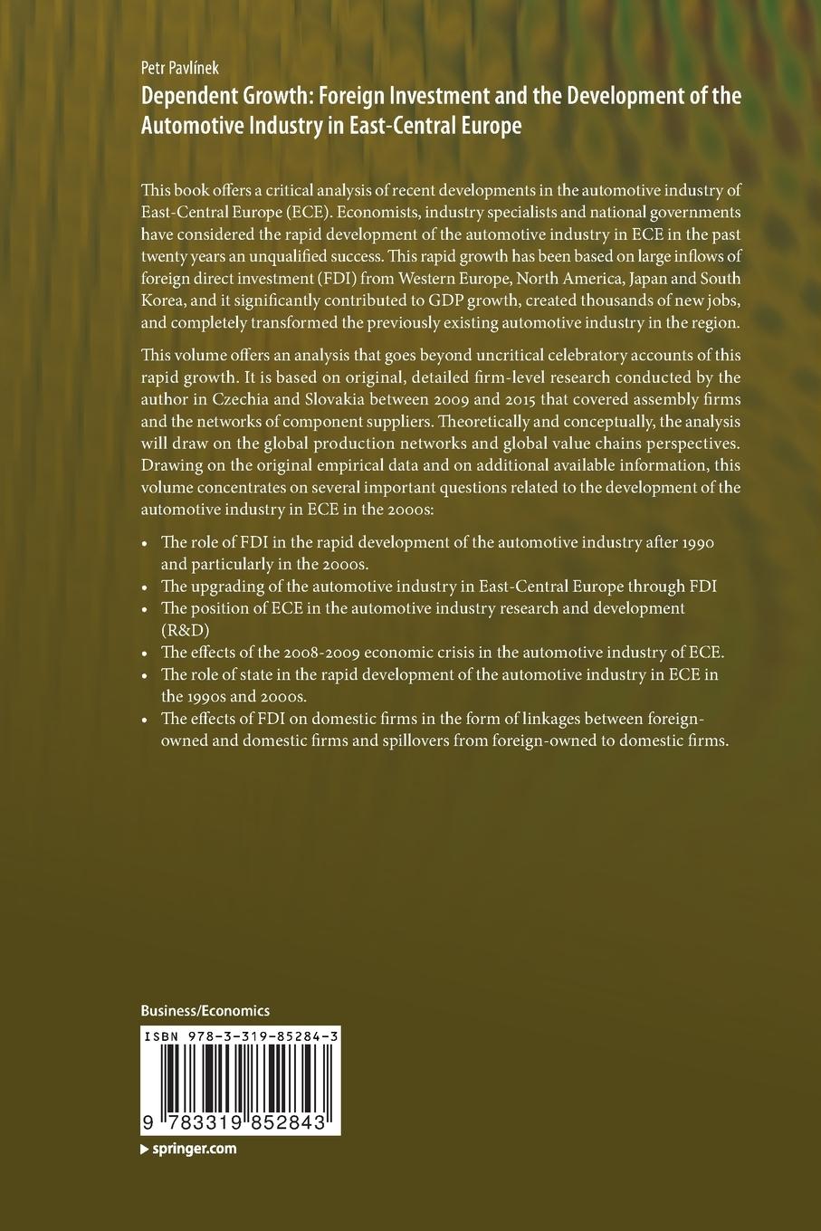 Rückseitencover Dependent Growth: Foreign Investment and the Development of the Automotive Industry in East-Central Europe