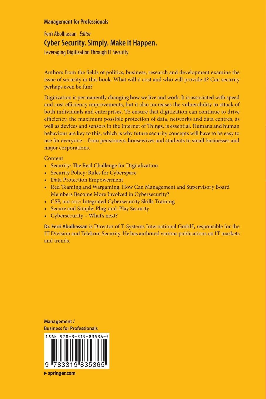 Rückseitencover Cyber Security. Simply. Make it Happen.