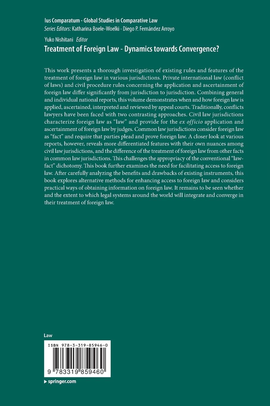 Rückseitencover Treatment of Foreign Law - Dynamics towards Convergence?