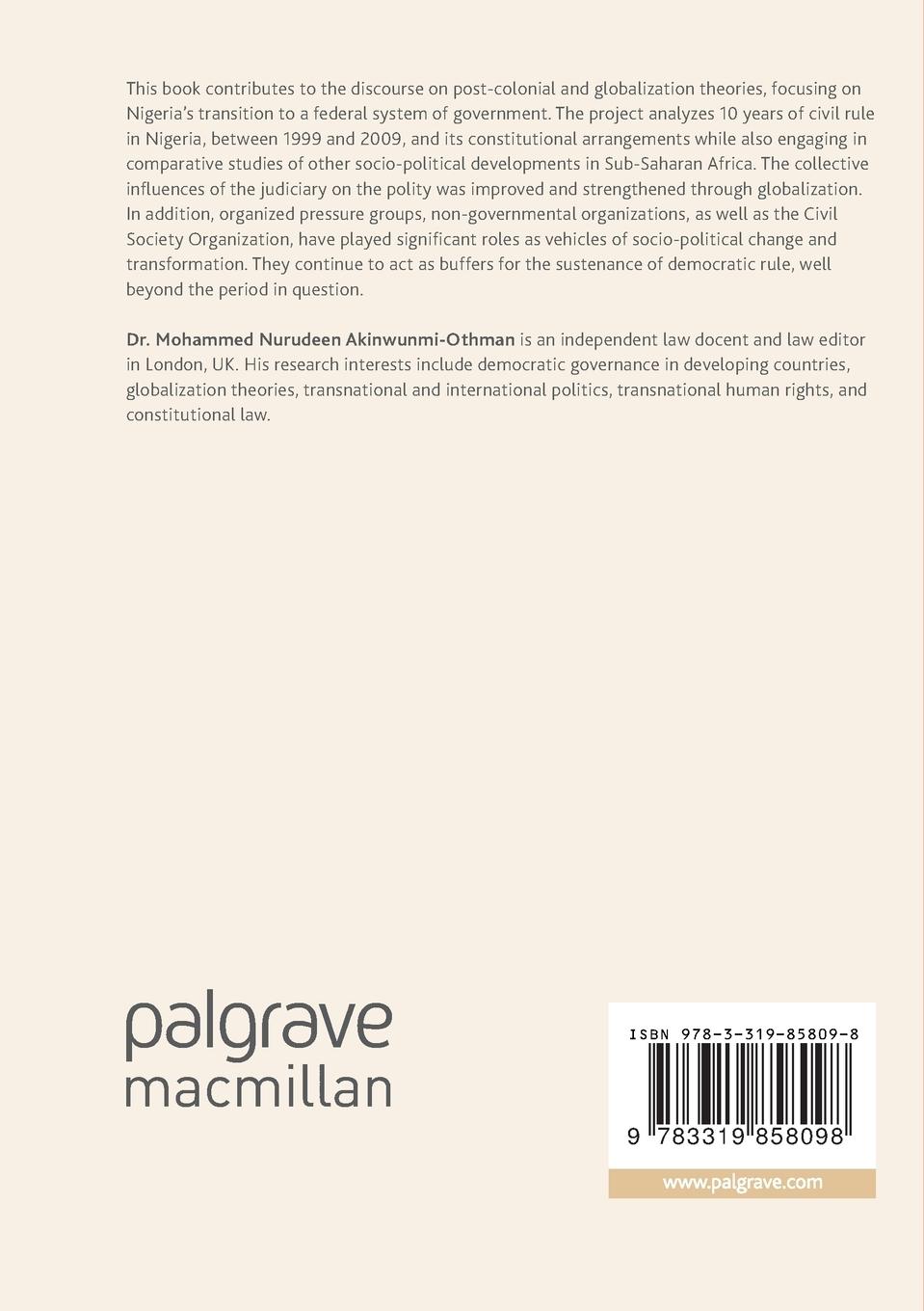 Rückseitencover Globalization and Africa's Transition to Constitutional Rule