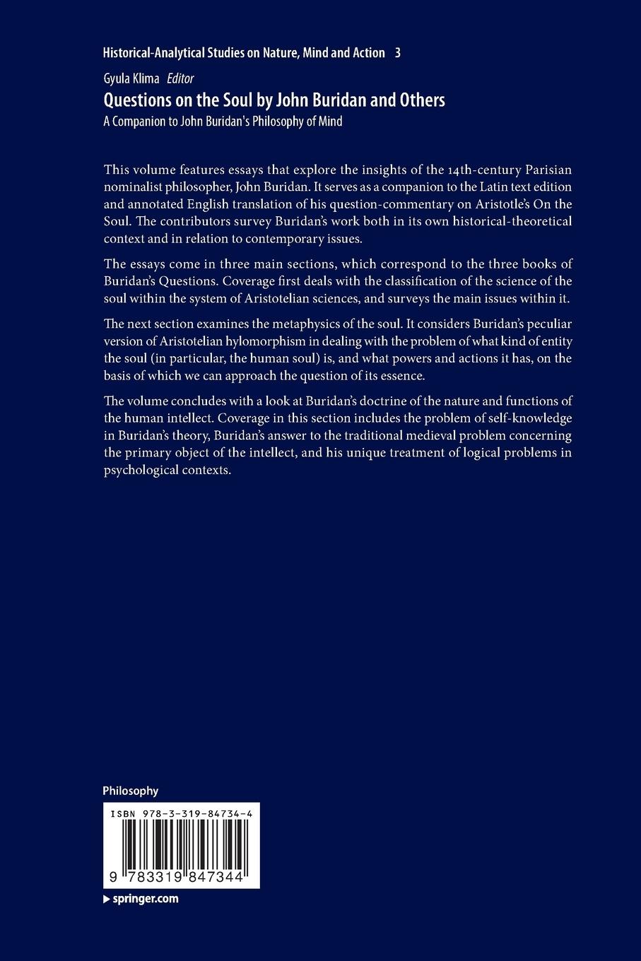 Rückseitencover Questions on the Soul by John Buridan and Others