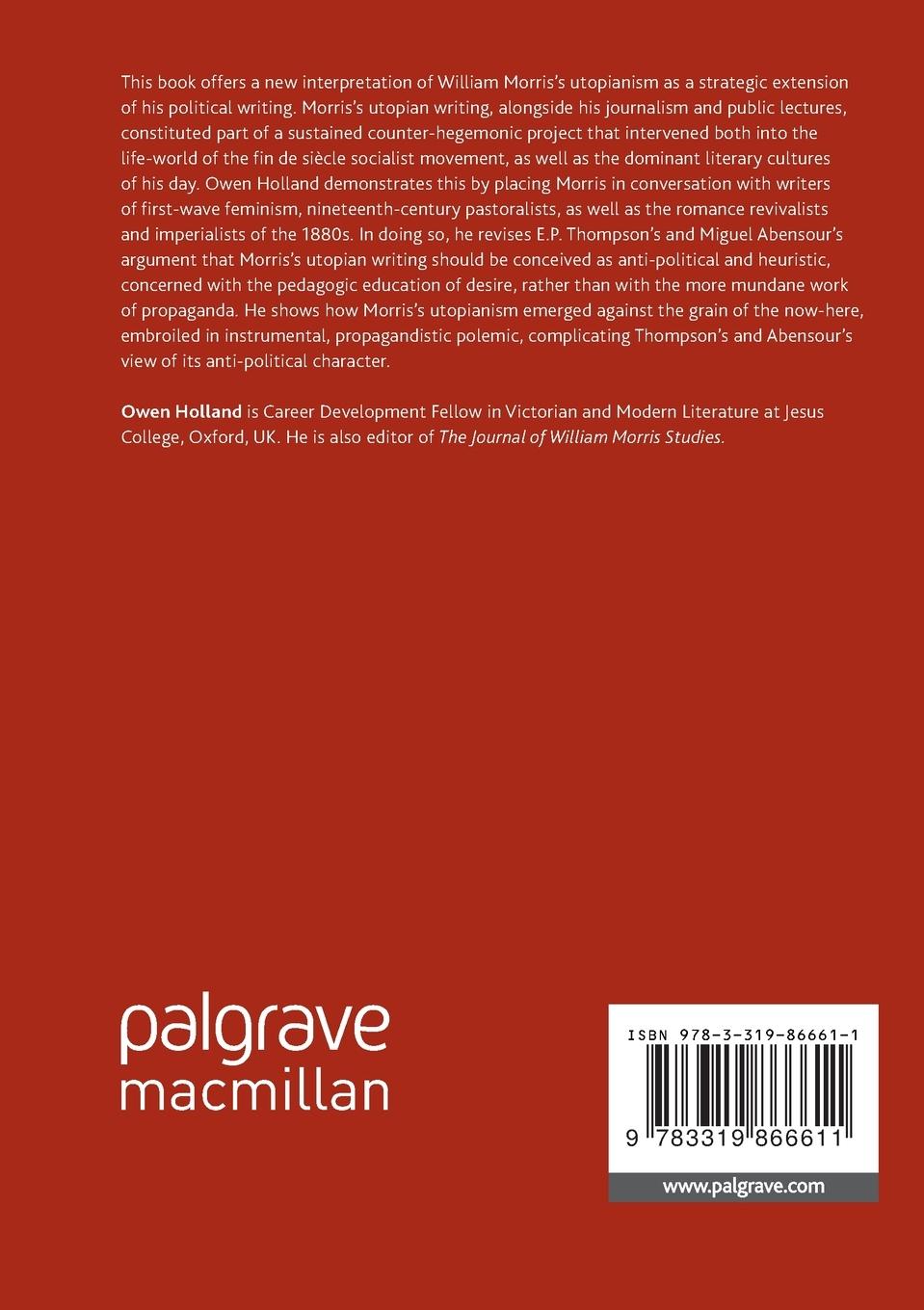 Rückseitencover William Morris's Utopianism