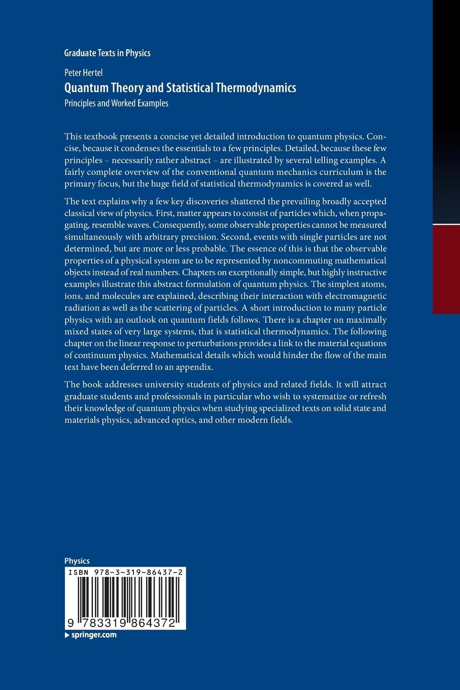 Rückseitencover Quantum Theory and Statistical Thermodynamics