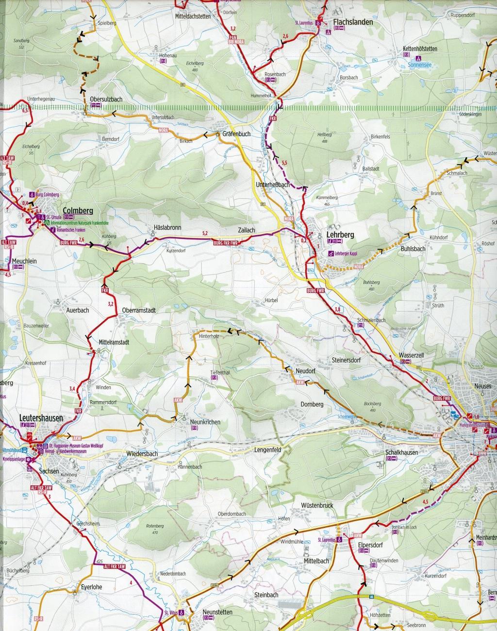 Beispielinhalt (Bild) Radwanderkarte Romantisches Franken 1:60 000