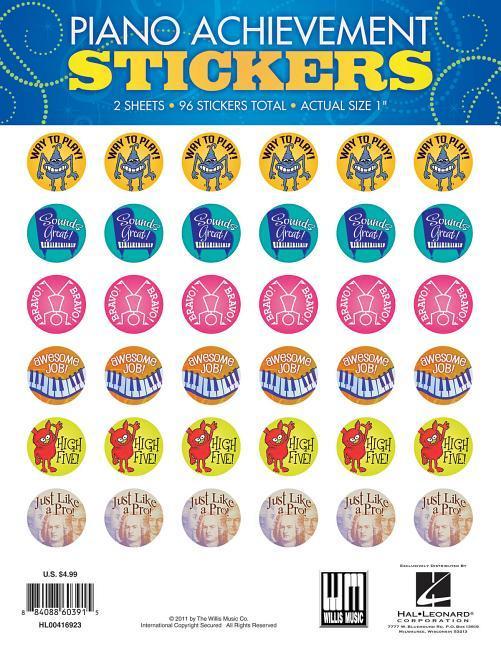 Vorderes Coverbild Piano Achievement Stickers: Pack of 96 Stickers