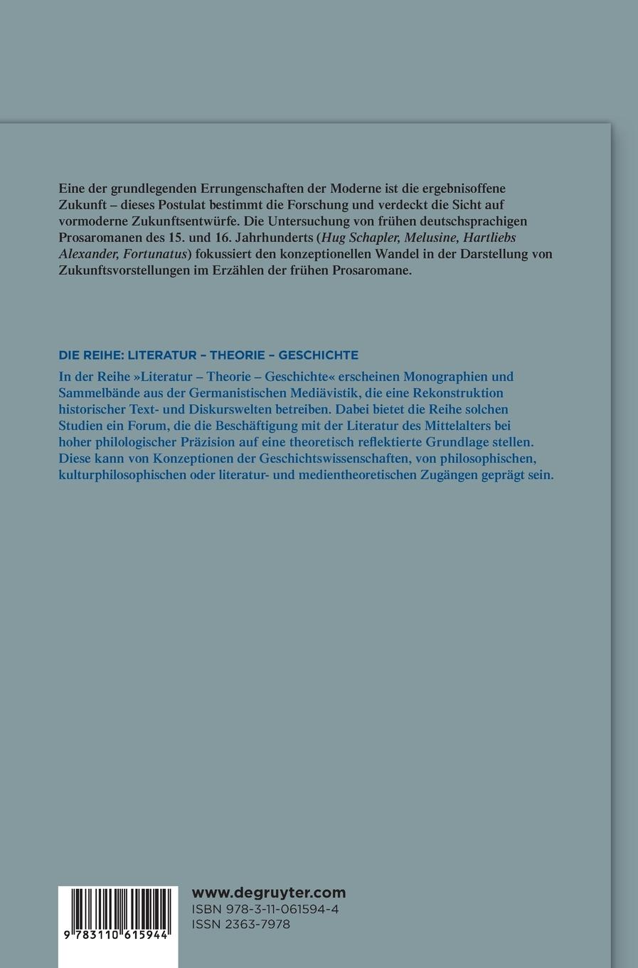 Rückseitencover Zukunftsvorstellungen in frühen deutschsprachigen Prosaromanen
