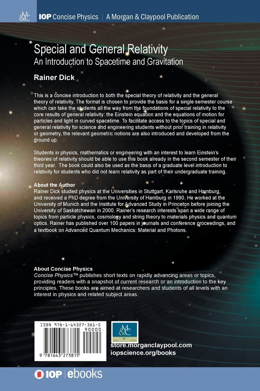 Rückseitencover Special and General Relativity
