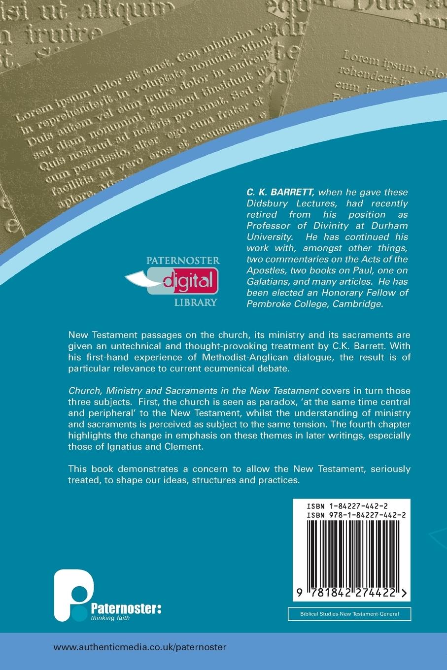 Rückseitencover Church, Ministry and Sacraments in the New Testament