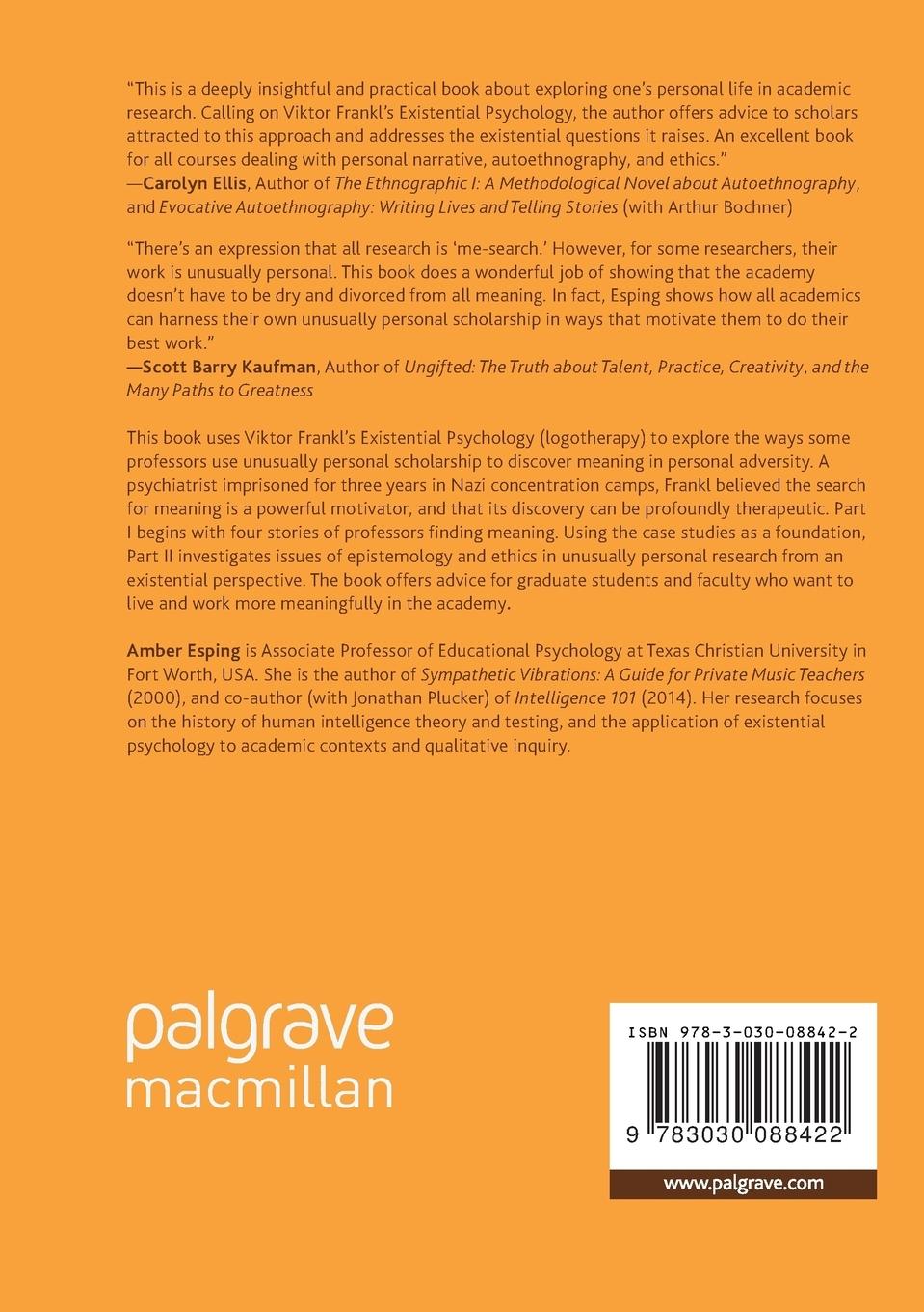 Rückseitencover Epistemology, Ethics, and Meaning in Unusually Personal Scholarship