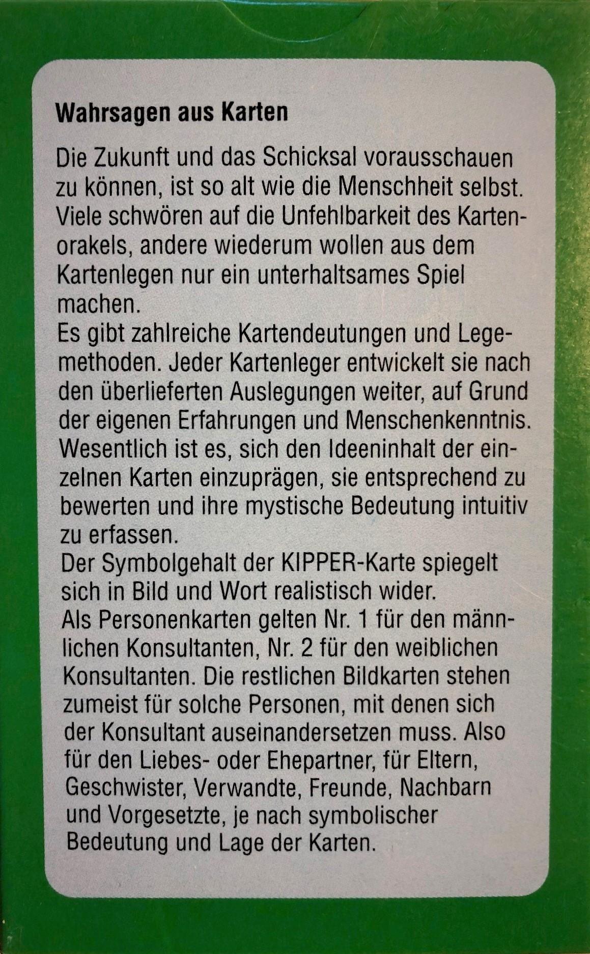 Rückseitencover Kipper Wahrsagekarten