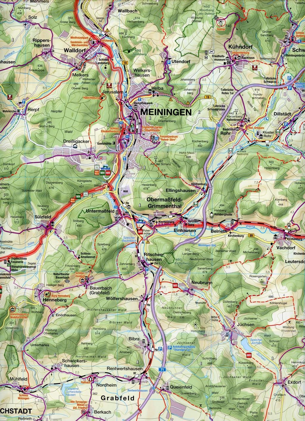 Beispielinhalt (Bild) Meiningen Südthüringen Fahrradkarte 1 : 75 000