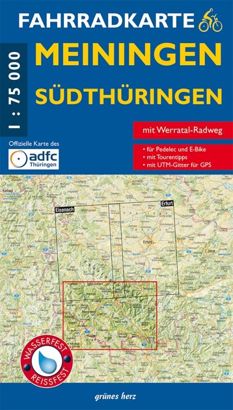 Vorderes Coverbild Meiningen Südthüringen Fahrradkarte 1 : 75 000
