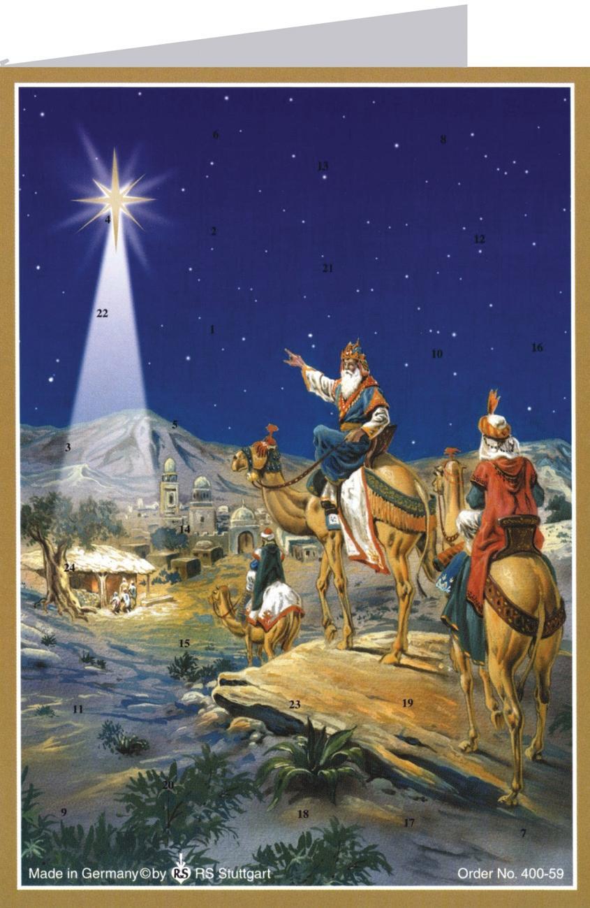 Vorderes Coverbild Postkarten-Adventskalender "Drei Könige"