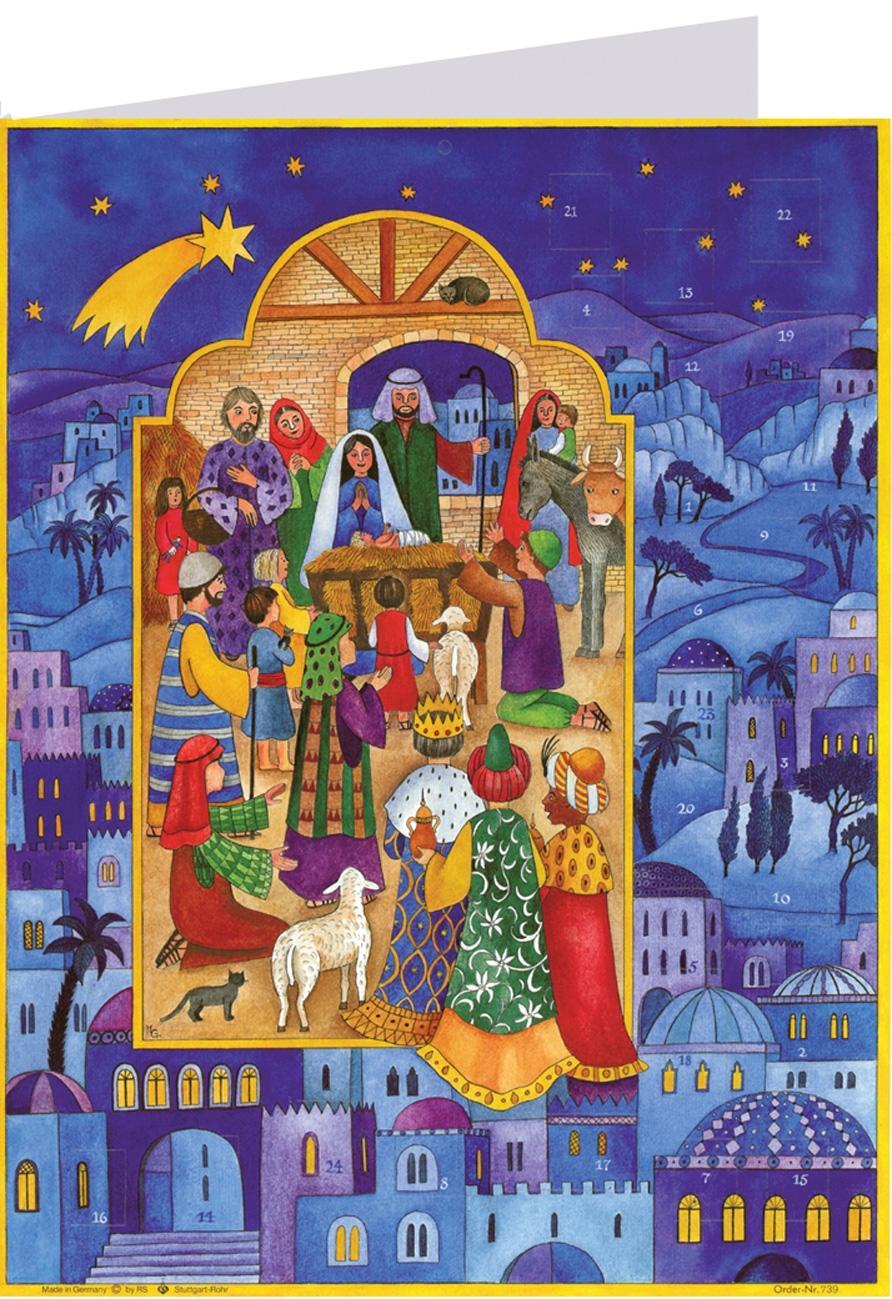 Vorderes Coverbild Postkarten-Adventskalender "Krippe in Bethlehem"