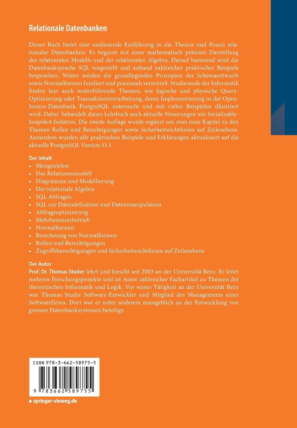 Rückseitencover Relationale Datenbanken