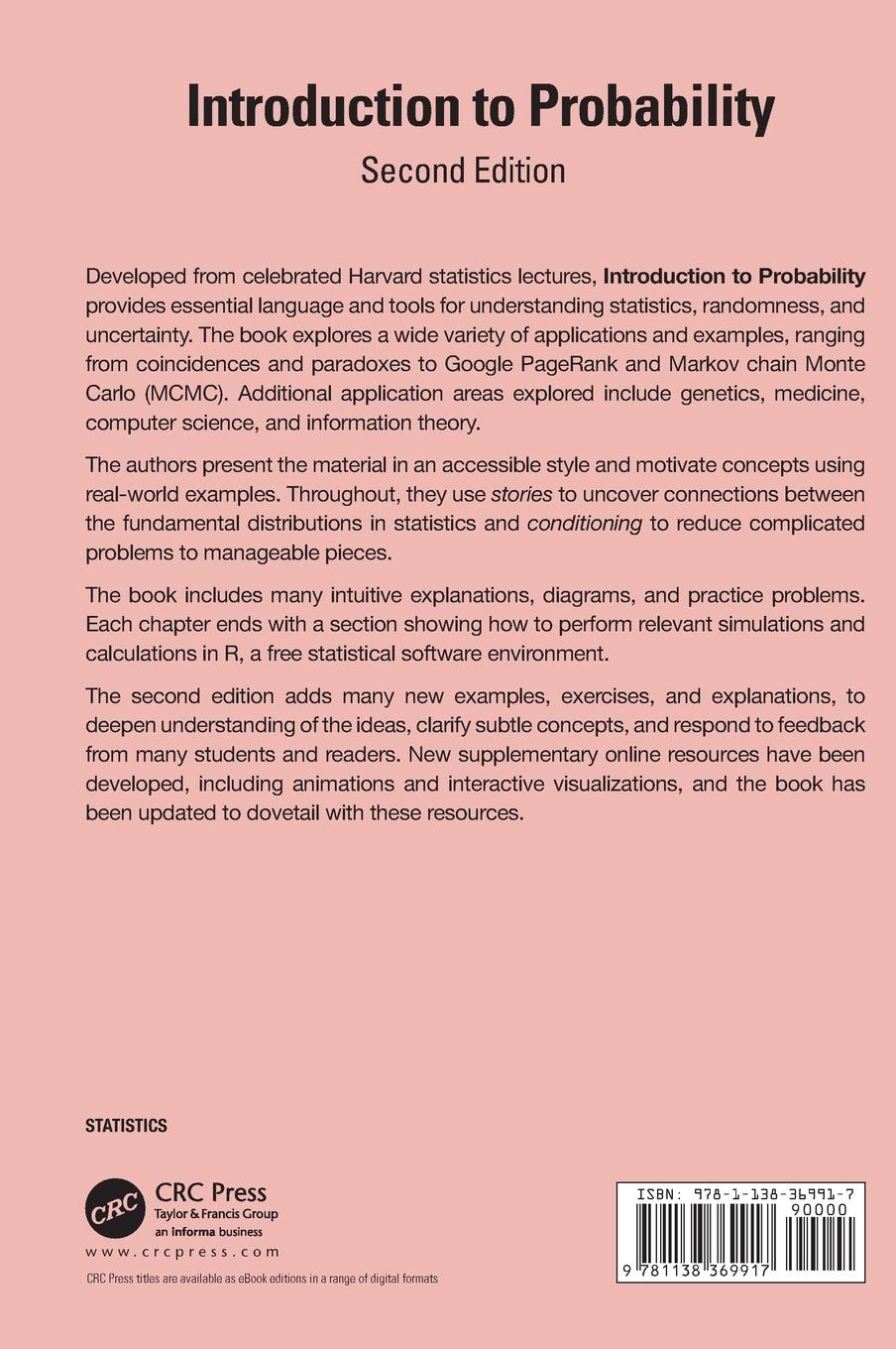 Rückseitencover Introduction to Probability, Second Edition