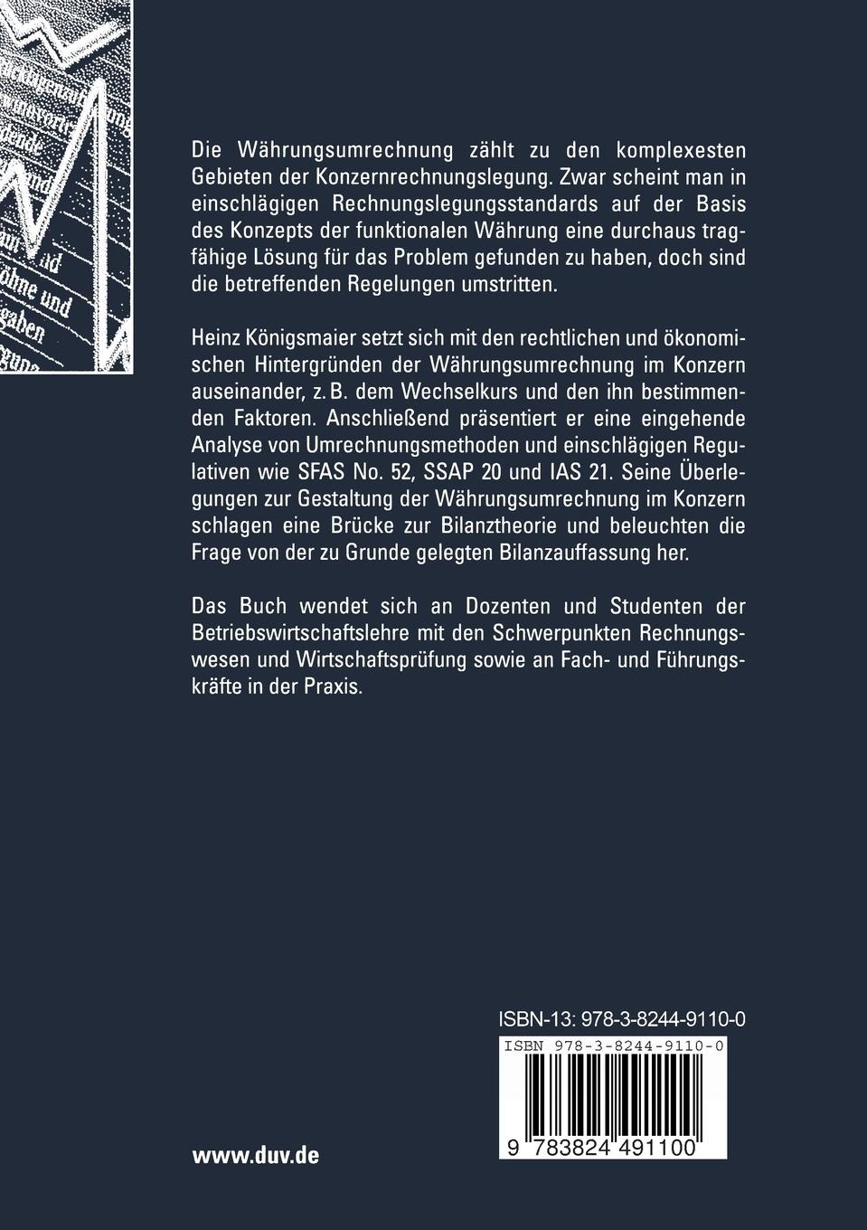 Rückseitencover Währungsumrechnung im Konzern