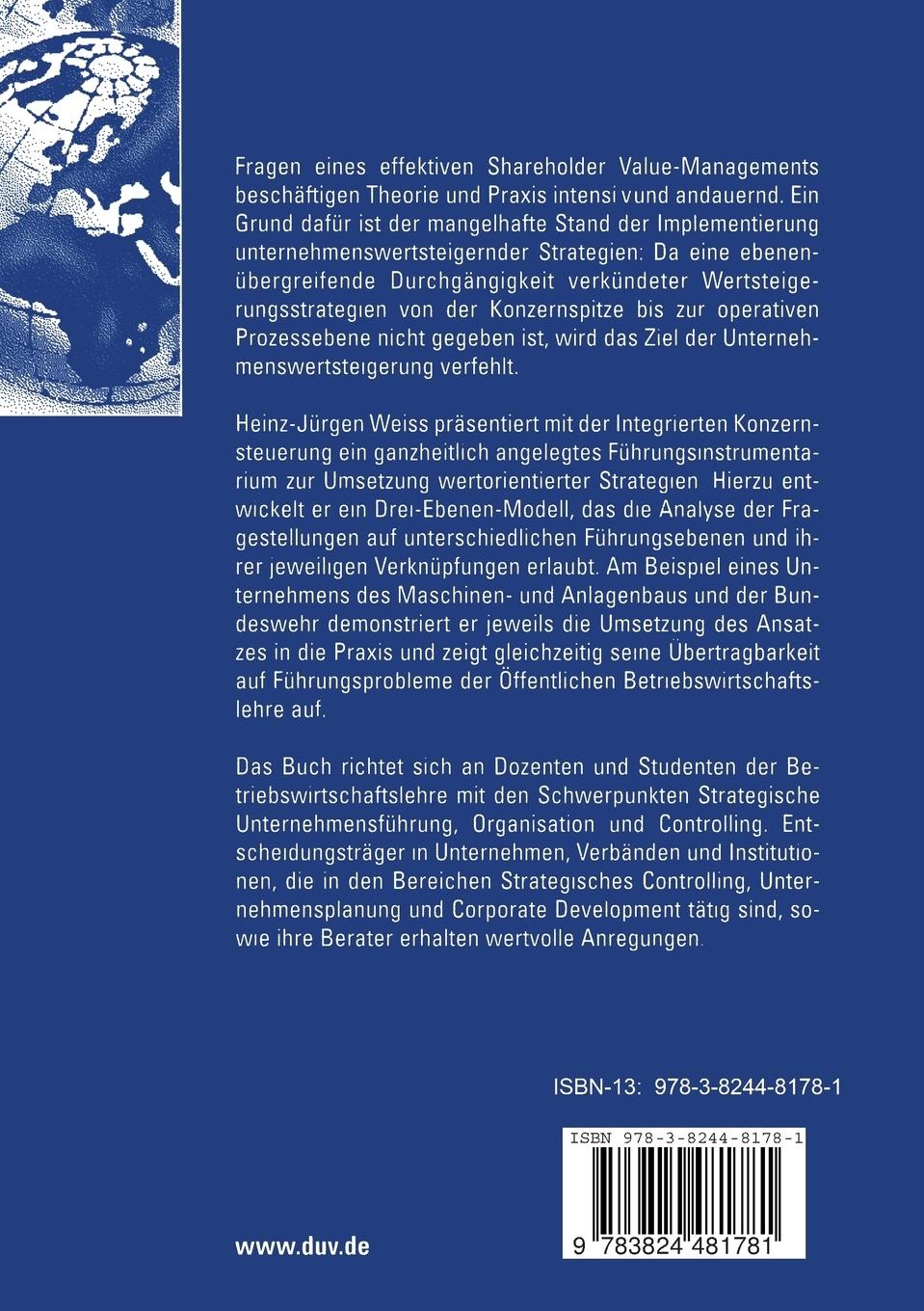 Rückseitencover Integrierte Konzernsteuerung