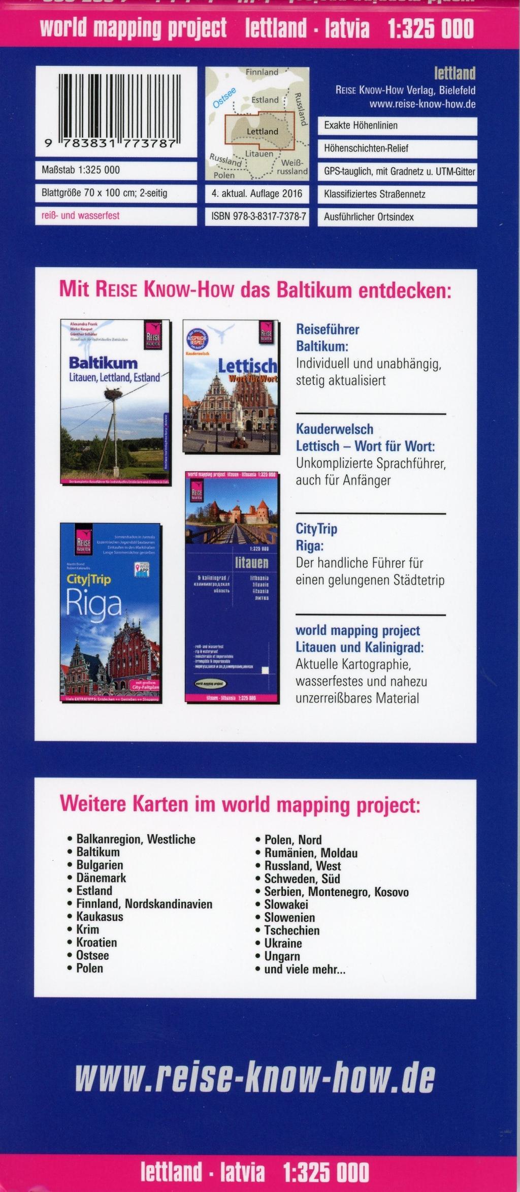 Beispielinhalt (Bild) Reise Know-How Landkarte Lettland / Latvia 1:325.000