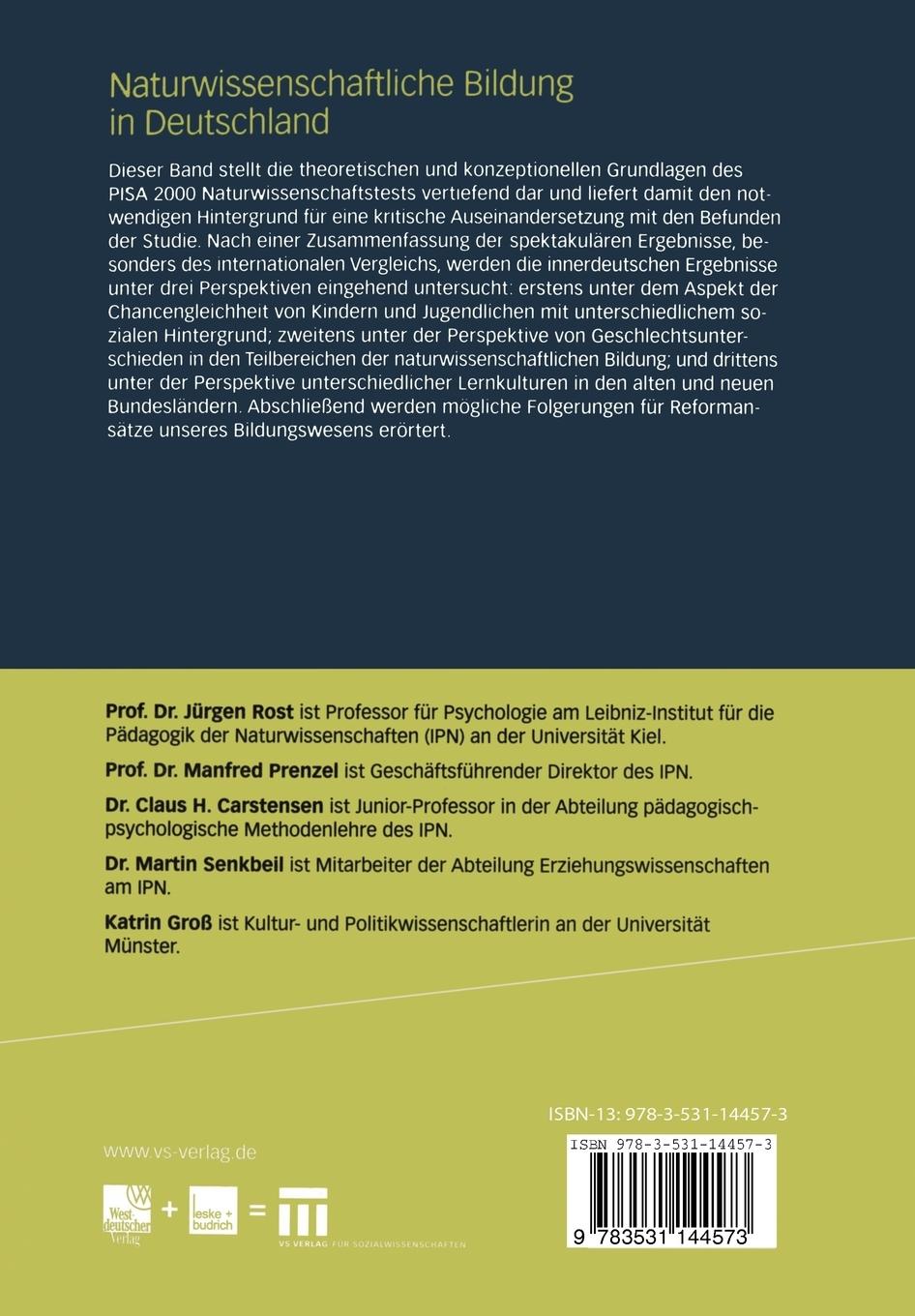 Rückseitencover Naturwissenschaftliche Bildung in Deutschland