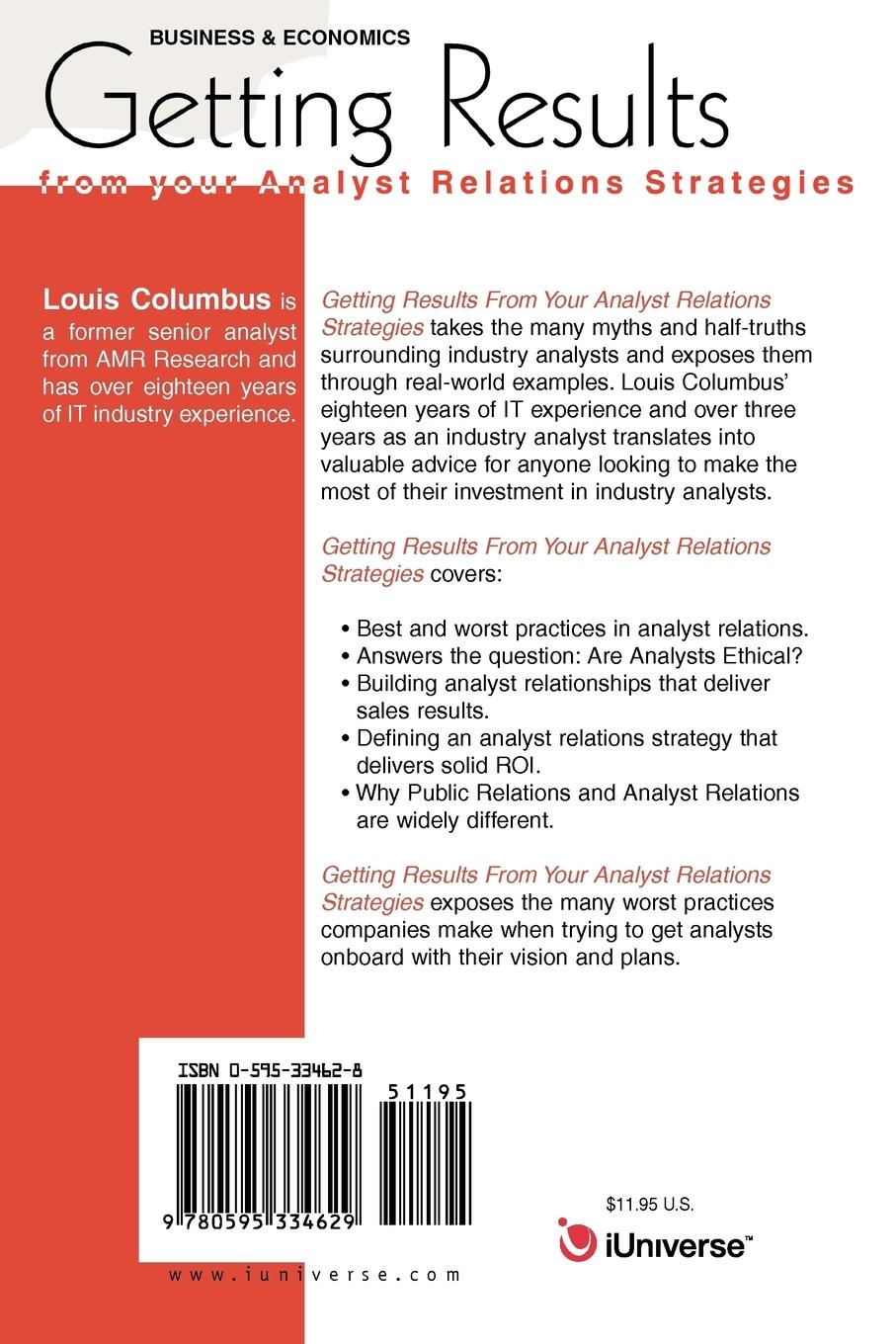 Rückseitencover Getting Results from your Analyst Relations Strategies