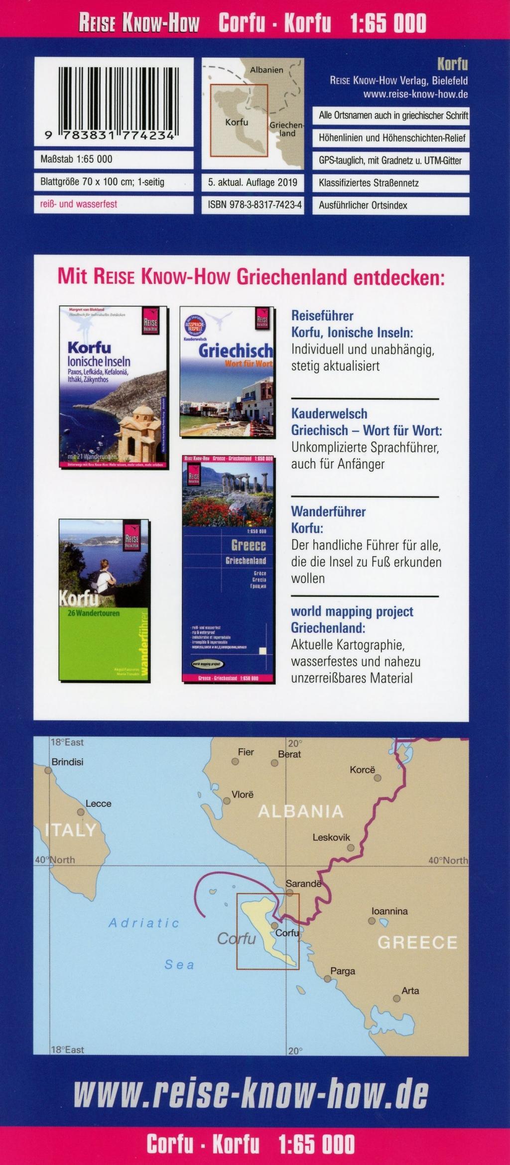 Beispielinhalt (Bild) Reise Know-How Landkarte Korfu / Corfu 1:65.000