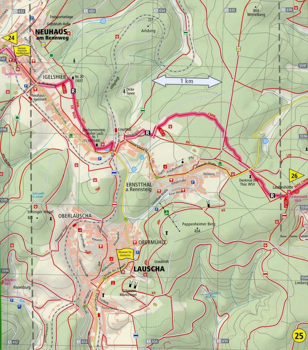 Beispielinhalt (Bild) Wanderkarte Rennsteig 1  : 25 000