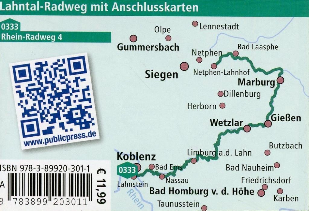 Beispielinhalt (Bild) Radtourenkarte Lahntal-Radweg, Netphen-Lahnhof - Lahnstein 1 : 50 000