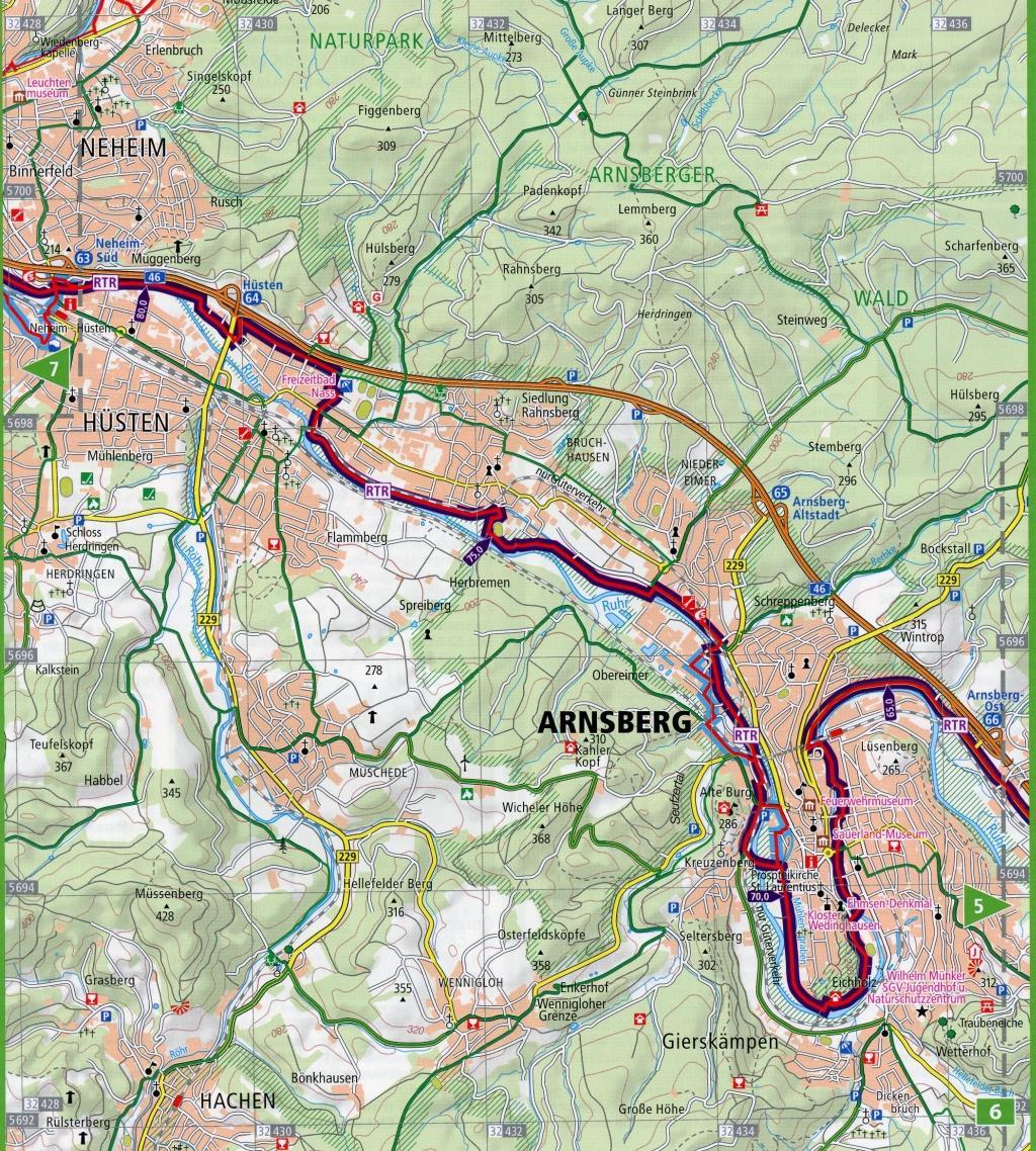 Beispielinhalt (Bild) Ruhrtal-Radweg 1 : 50 000